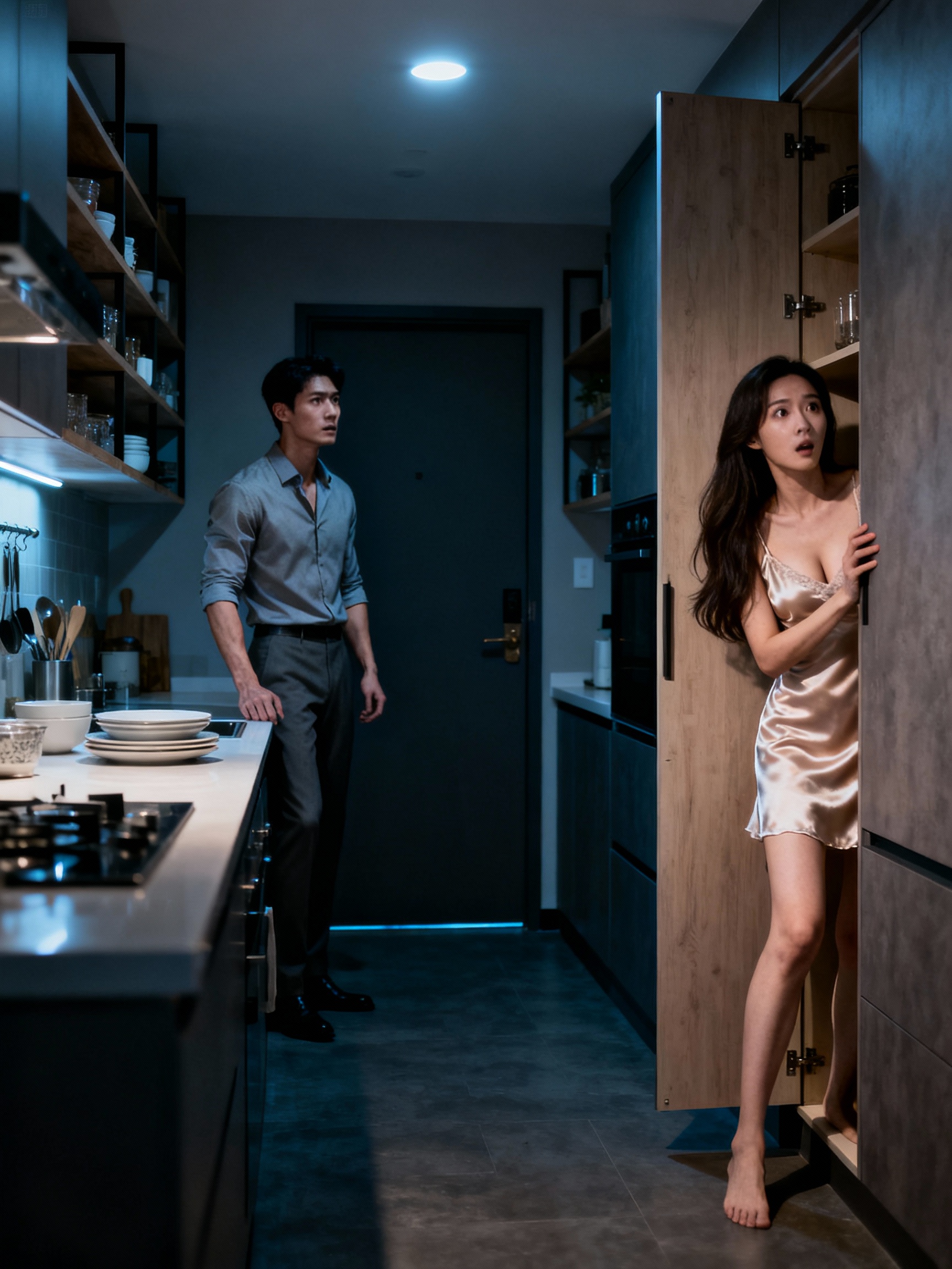 高挑繼子宸宇與溫柔繼母婉瑜的廚房偷情驚魂