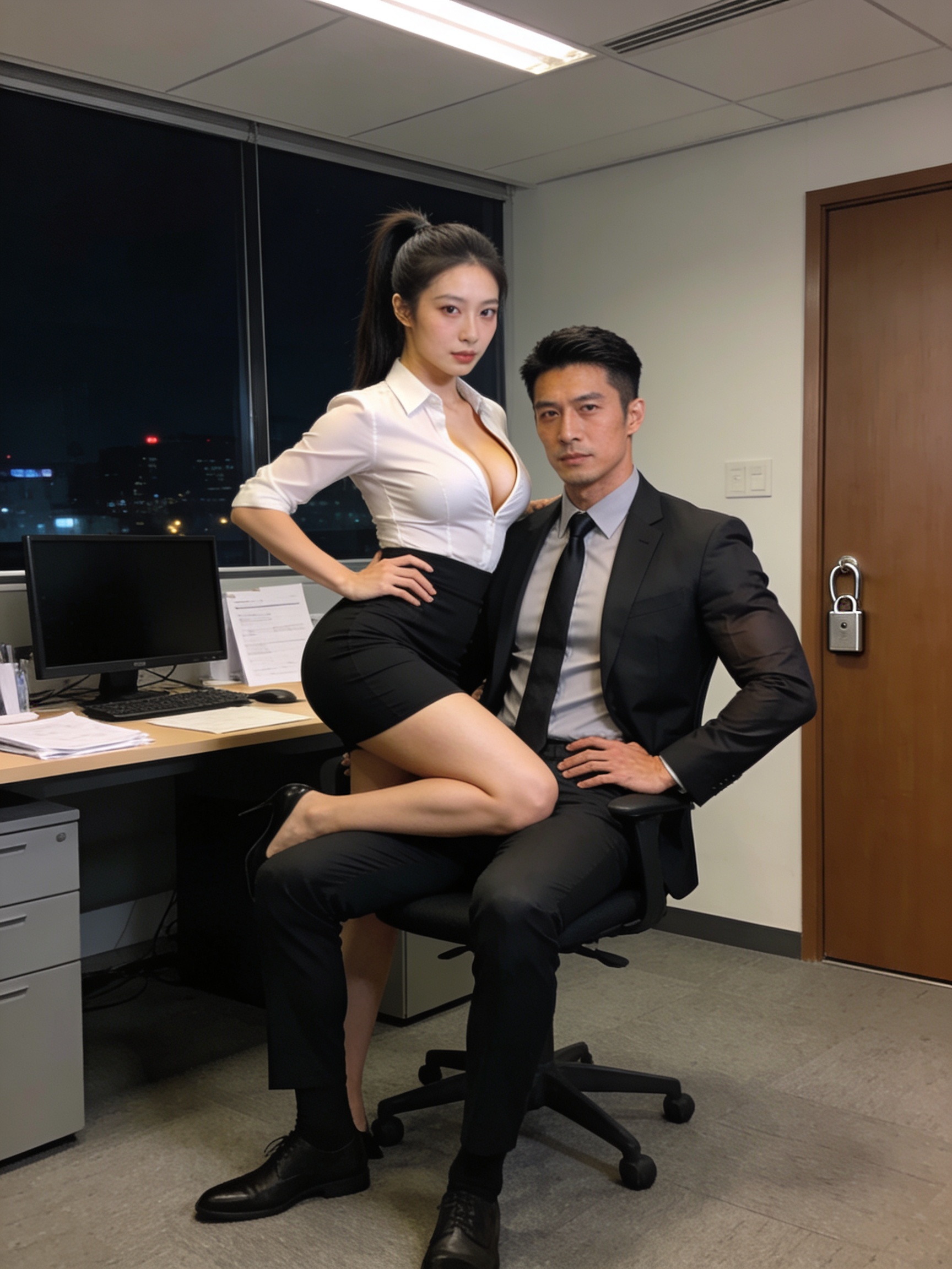 秘書蔚子瑜半夜敲門，我忍不住拉她進房瘋狂一夜
