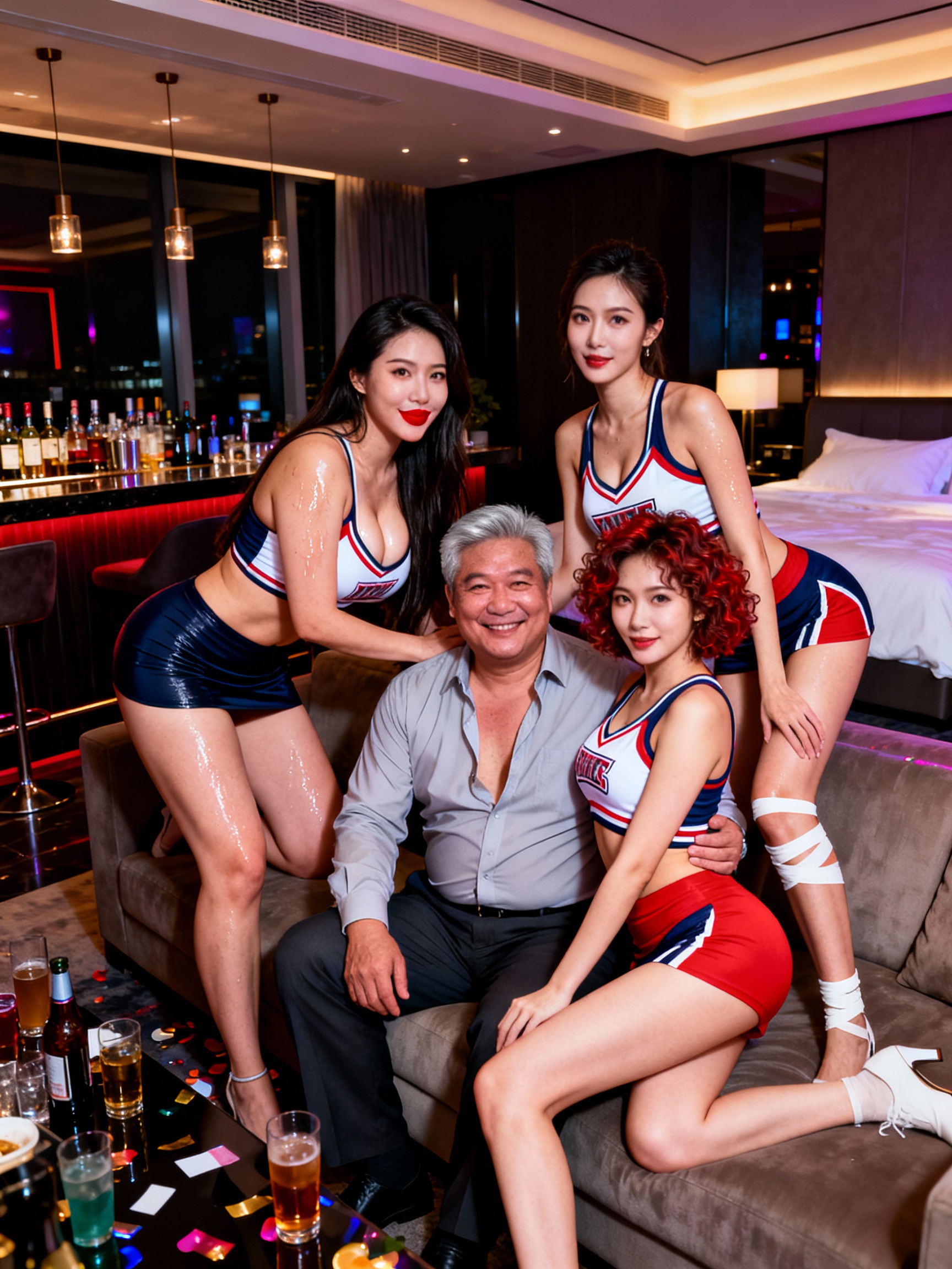 鄭經理慶功夜，雅琪沛君心瑜三啦啦隊閨蜜全投懷送抱