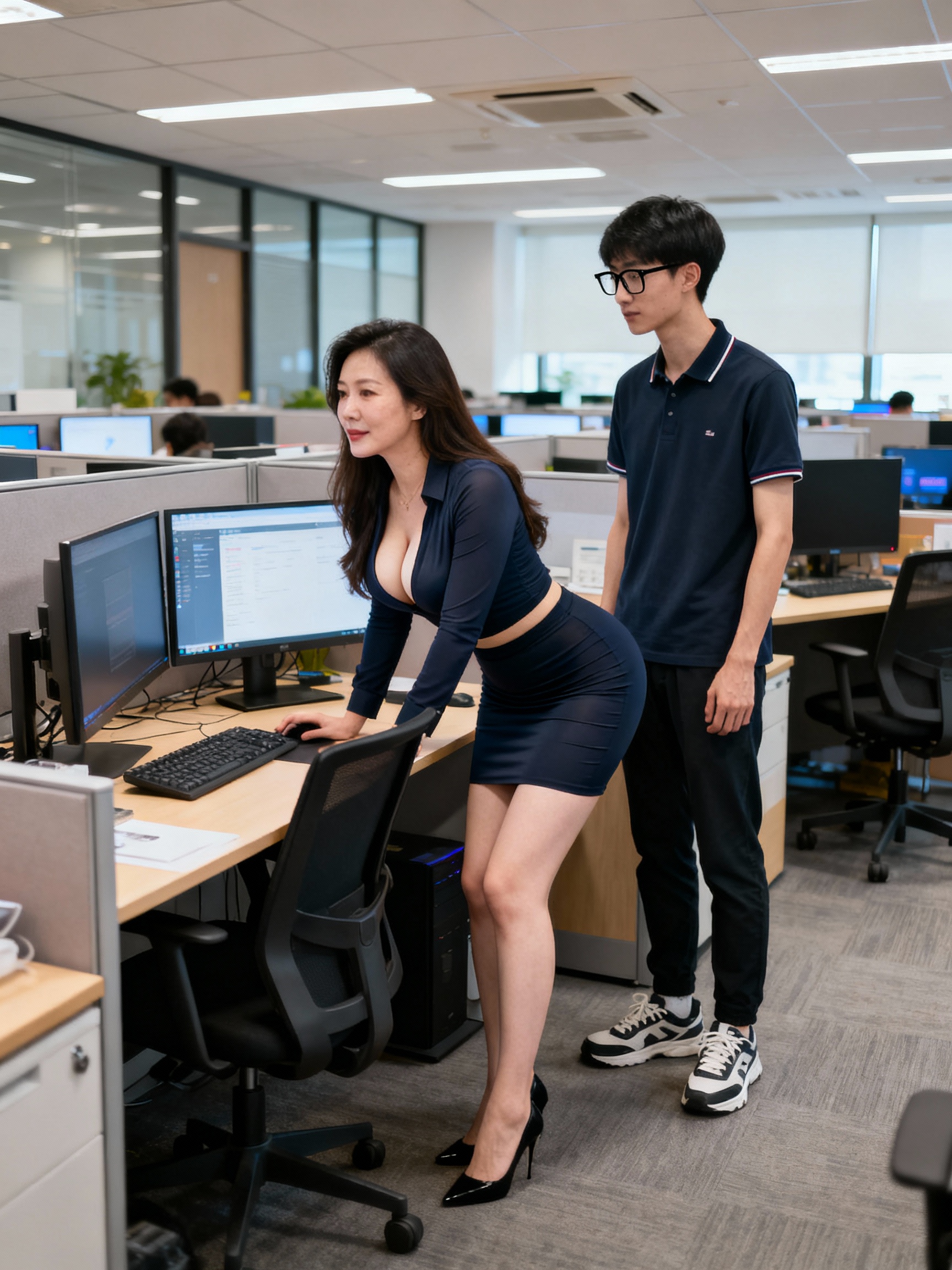 巨乳主管蔡若涵的宅男獵物：施沛倫的辦公室淪陷