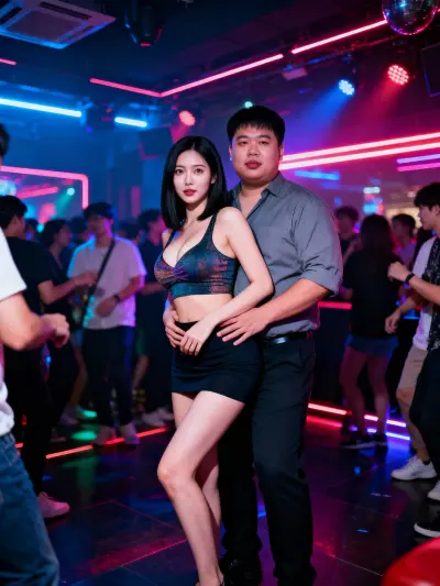 修長美腿靜萱的夜店漩渦：憨厚明輝的粗實一夜征服