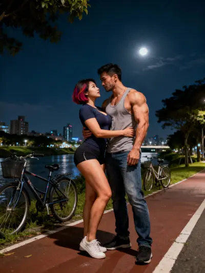肌肉工頭皓銘與死黨妻語婷的河濱偷情夜