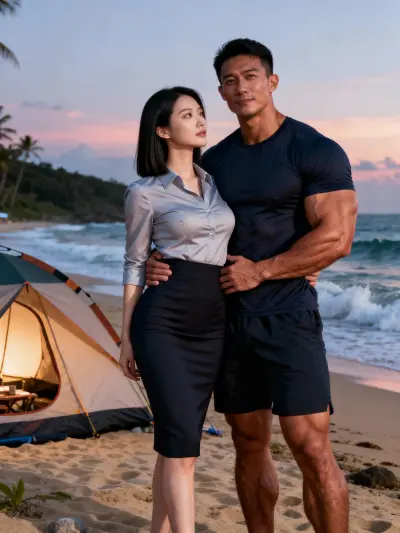 空服經紀人芷晴與肌肉導遊峻霆的墾丁帳篷狂歡